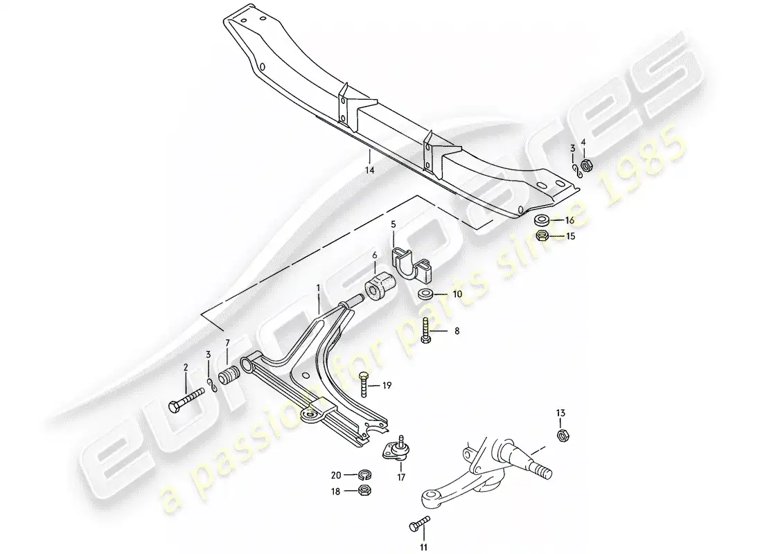 porsche 1978 (924) brazo estabilizador de vía - travesaño diagrama de piezas