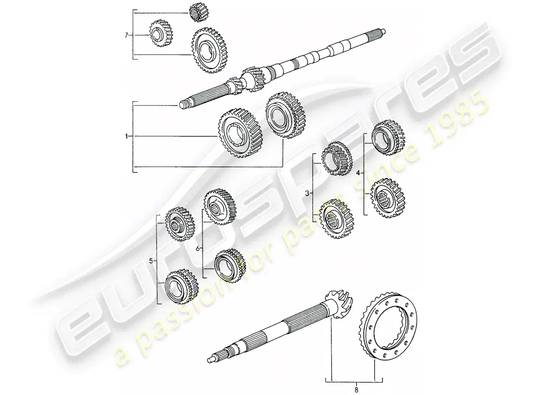 porsche 1996 (993) juegos de ruedas dentadas diagrama de piezas
