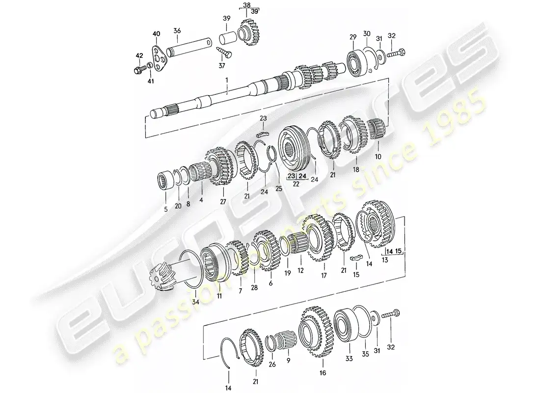 porsche 1977 (924) engranajes y ejes - 4-speed diagrama de piezas