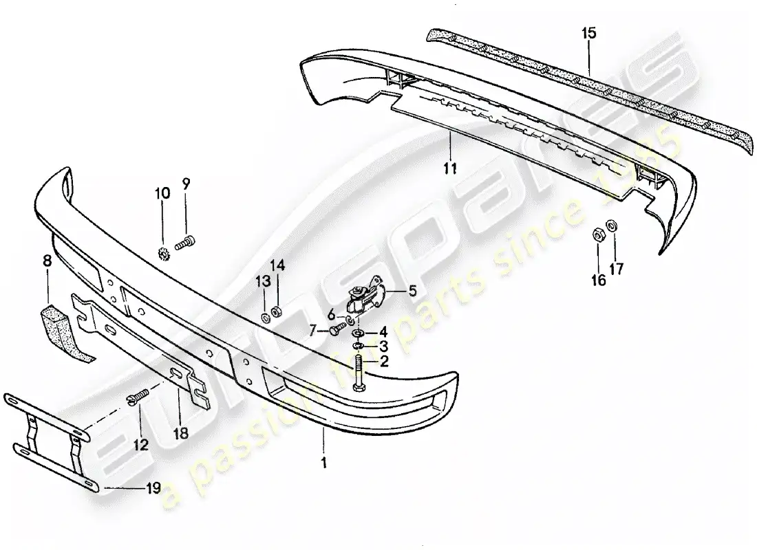 porsche 1982 (924) parachoques - sin: - diagrama de piezas del buffer