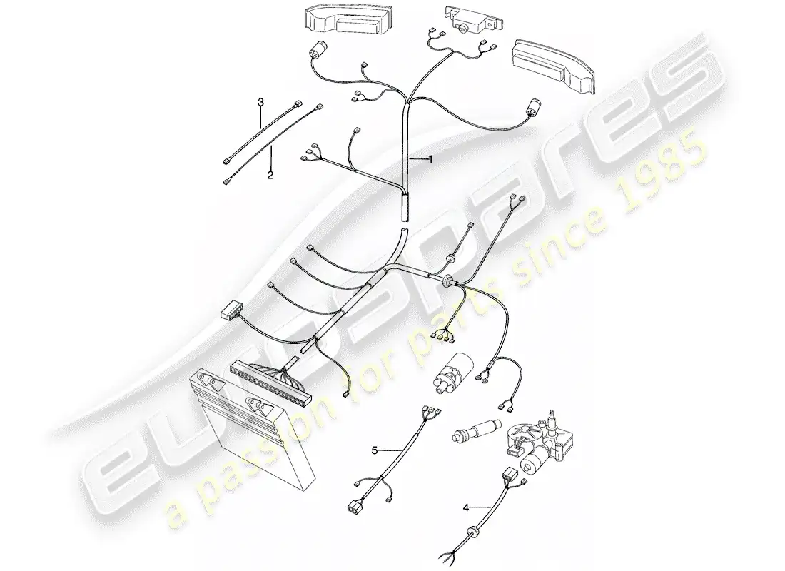 porsche 1979 (924) arneses de cableado - extremo trasero diagrama de piezas