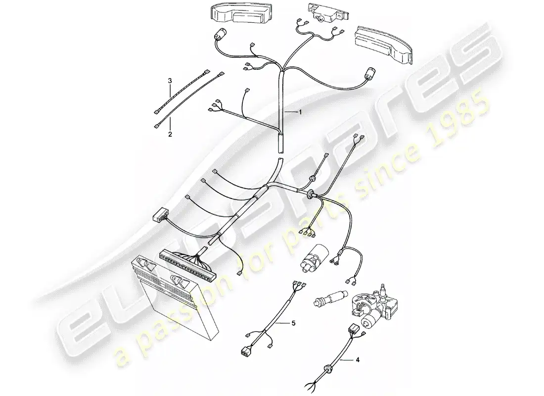 porsche 1982 (924) arneses de cableado - extremo trasero diagrama de piezas