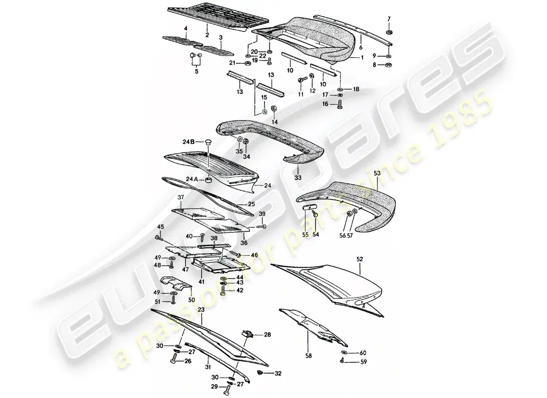 porsche 1981 (911) alerón trasero diagrama de piezas