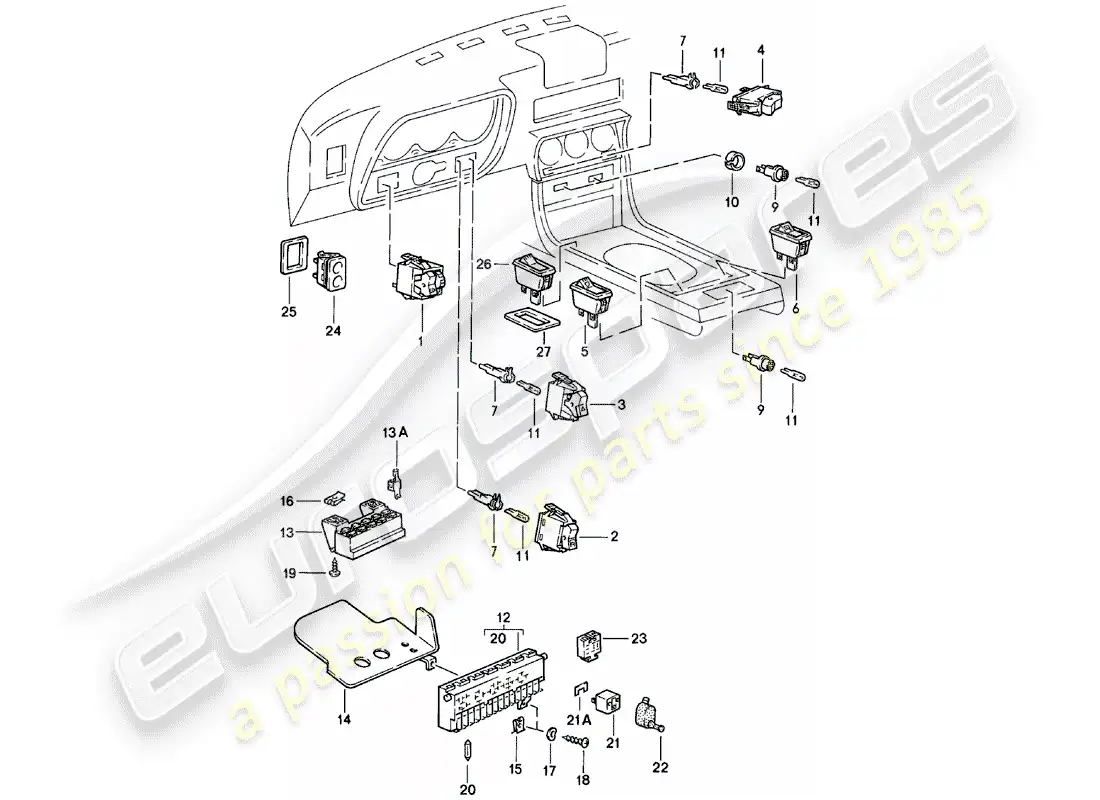 porsche 1980 (924) interruptor - placa de relé - relé diagrama de piezas