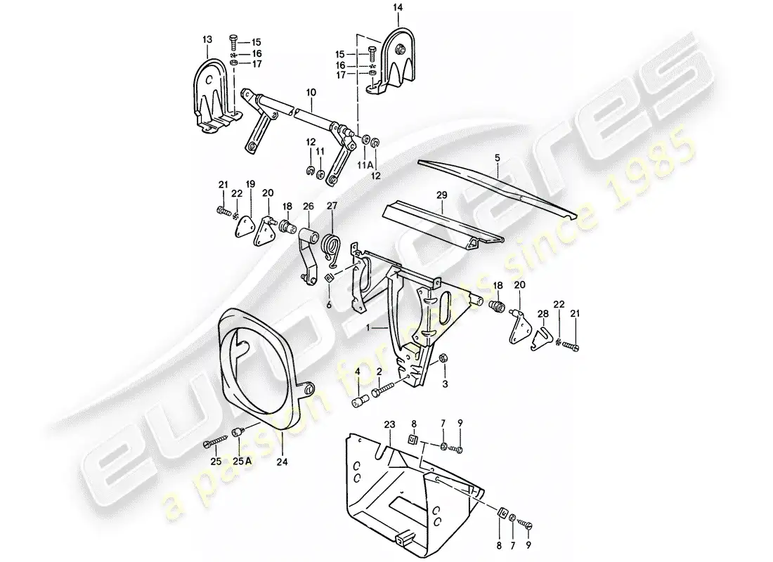 porsche 1983 (944) faro emergente diagrama de piezas
