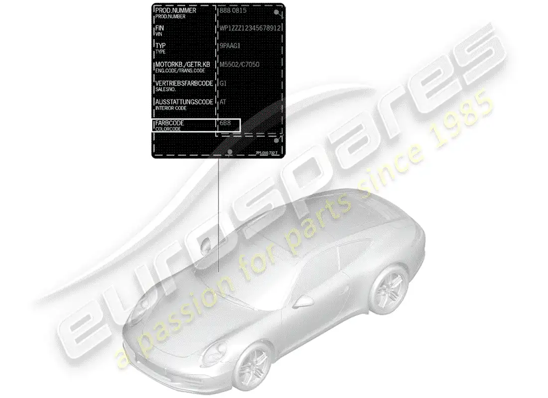 porsche 2012 (991-1) barra de retoque de pintura diagrama de piezas