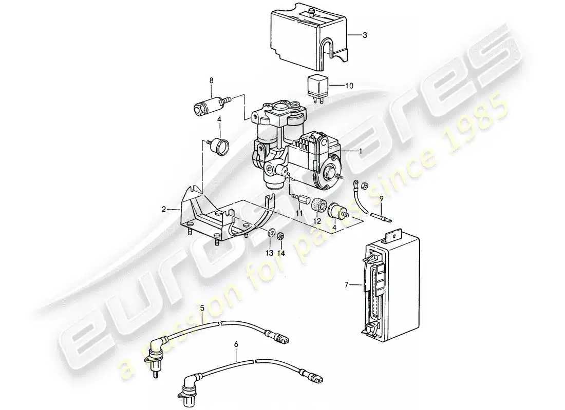 porsche 1993 (968) grupo hidráulico - sistema de freno antibloqueo -abdominales- diagrama de piezas
