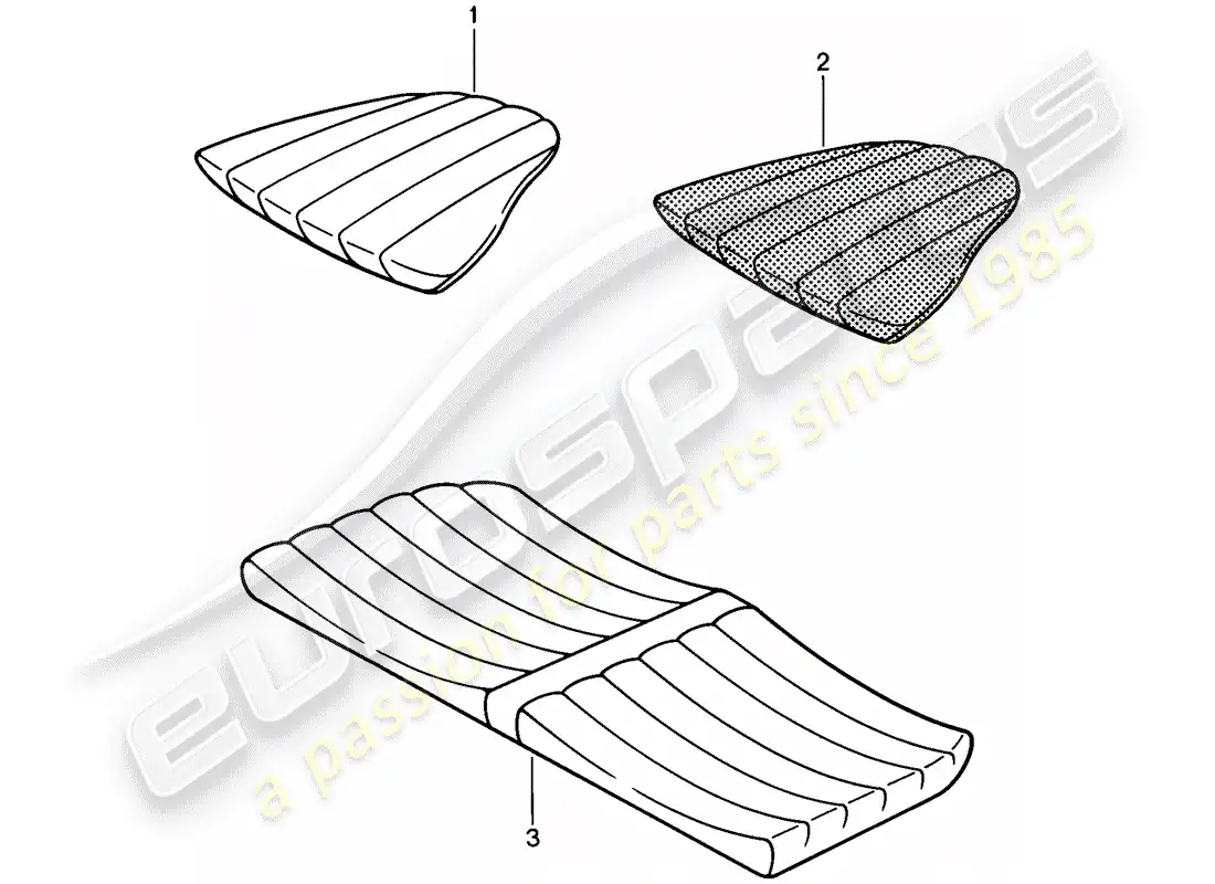 porsche 1986 (911) cojín del asiento trasero diagrama de piezas