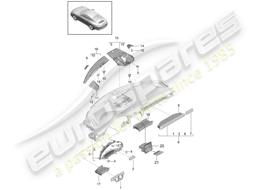 porsche 2017 (991-2) accesorios diagrama de piezas