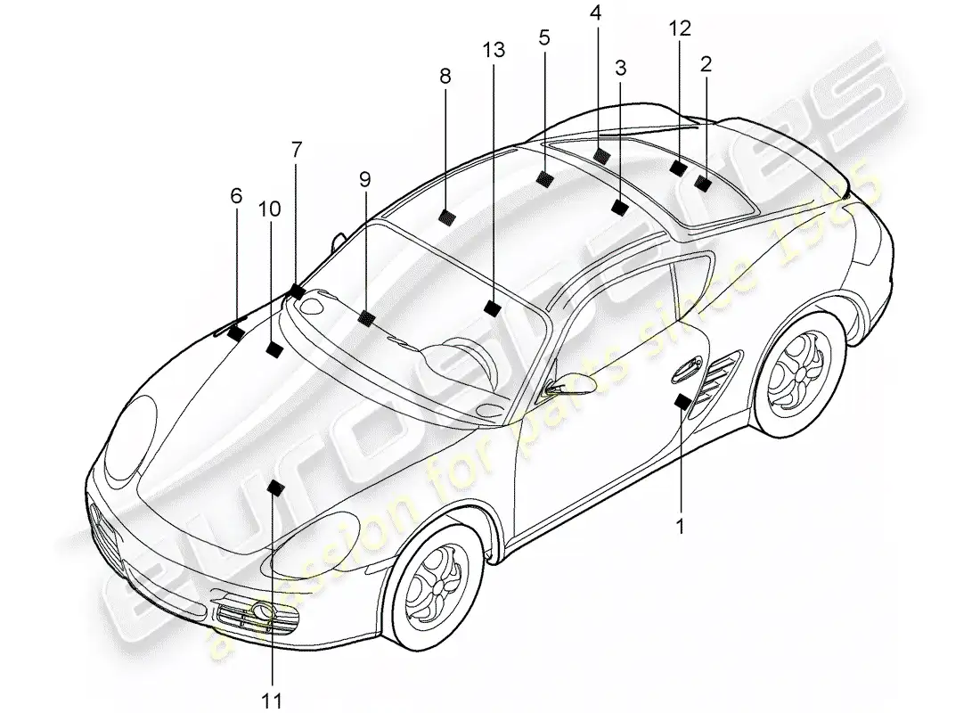 porsche 2011 (987 cayman) señales/avisos diagrama de piezas