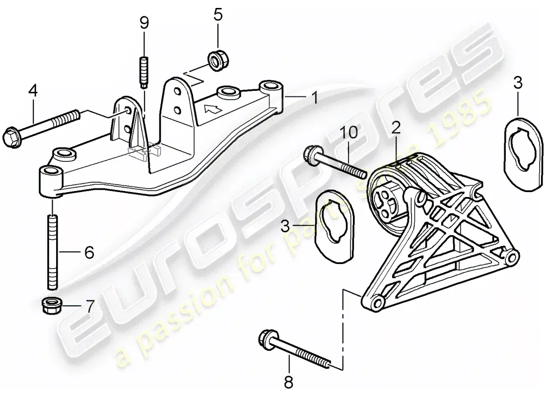 porsche 2007 (987 cayman) suspensión del motor diagrama de piezas