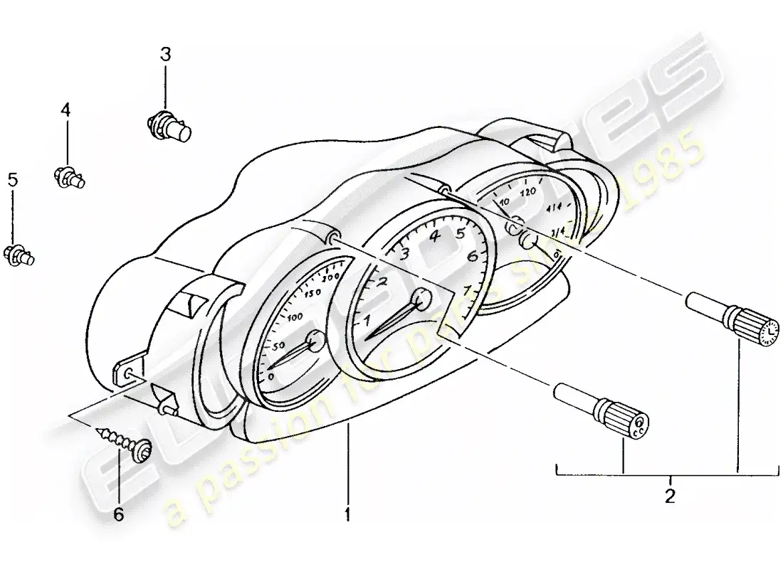 porsche 1999 (986 boxster) cuadro de instrumentos - completo diagrama de piezas