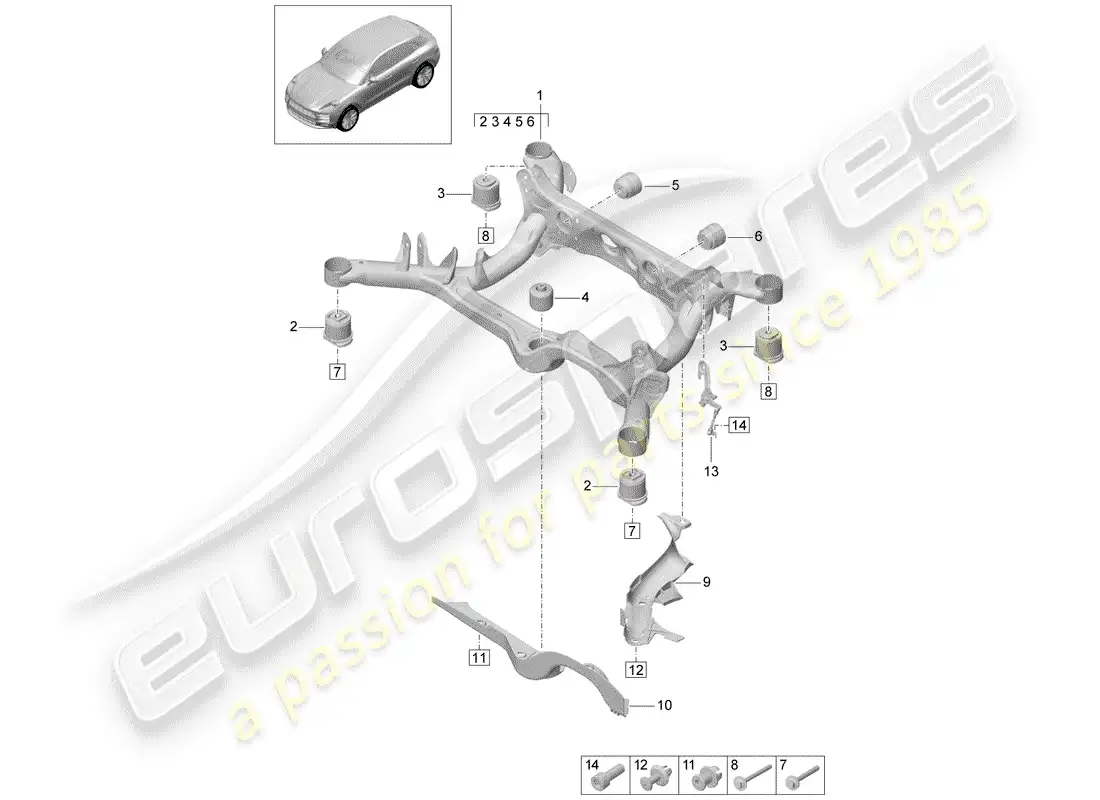 porsche 2019 (macan) submarco diagrama de piezas