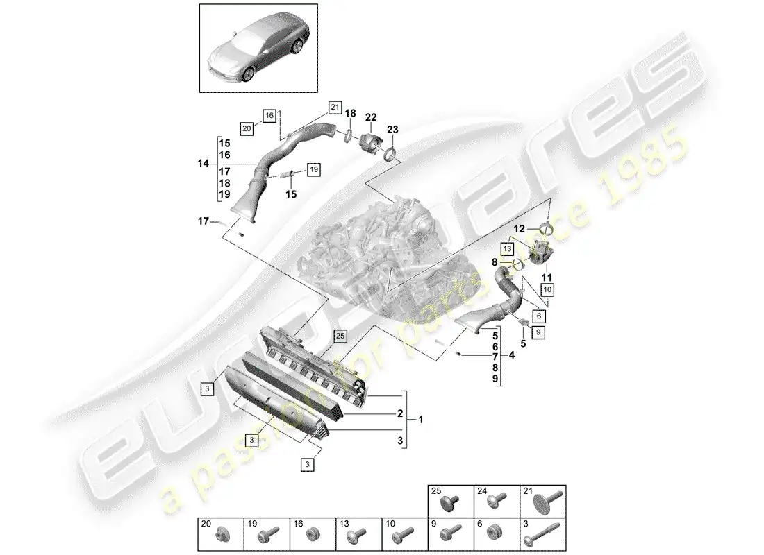 porsche 2020 (panamera 971-1) air cleaner housing diagrama de piezas