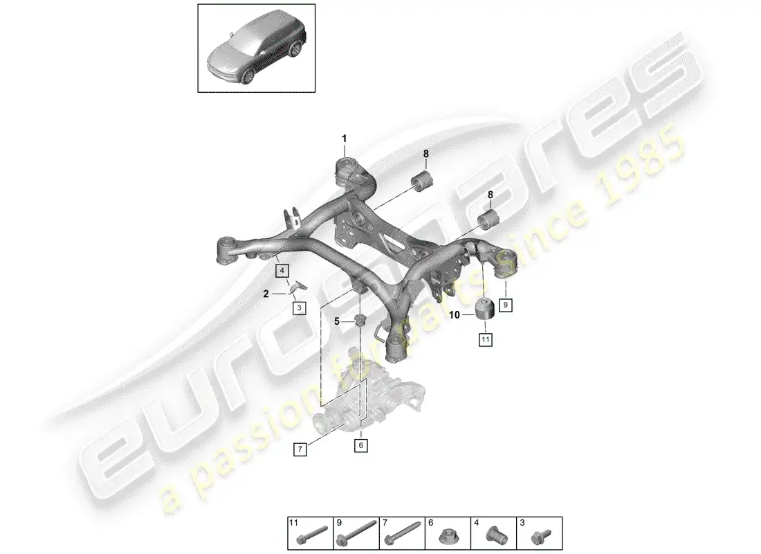 porsche 2019 (cayenne e3 9ya/9yb) submarco diagrama de piezas
