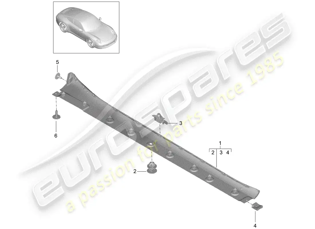 porsche 2015 (991-1) moldura de larguero diagrama de piezas