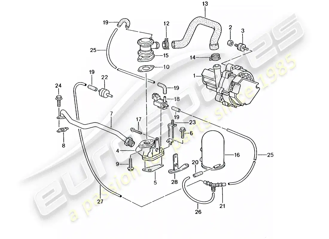 porsche 2000 (986 boxster) bomba de aire secundario - - d - mj 2000>> - mj 2002 diagrama de piezas