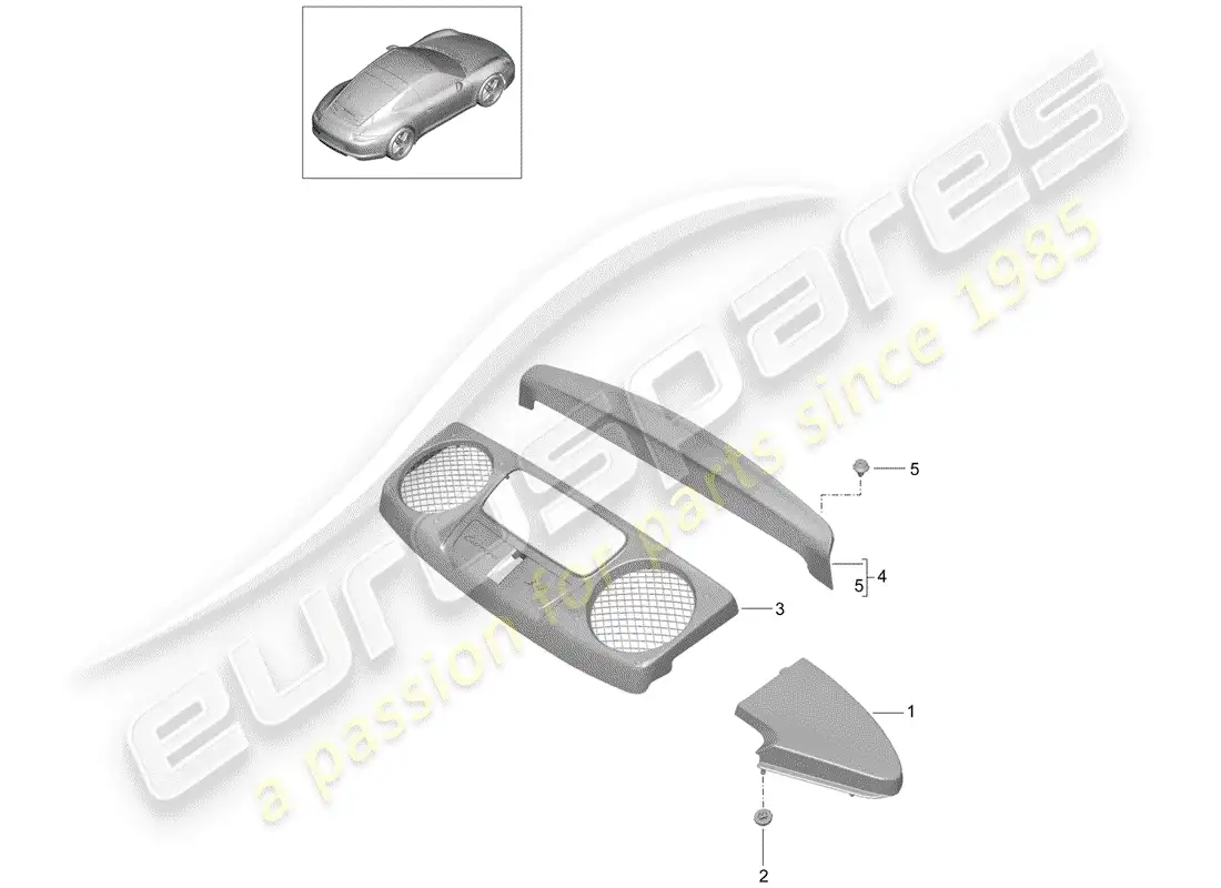 porsche 2012 (991-1) recubrimiento diagrama de piezas