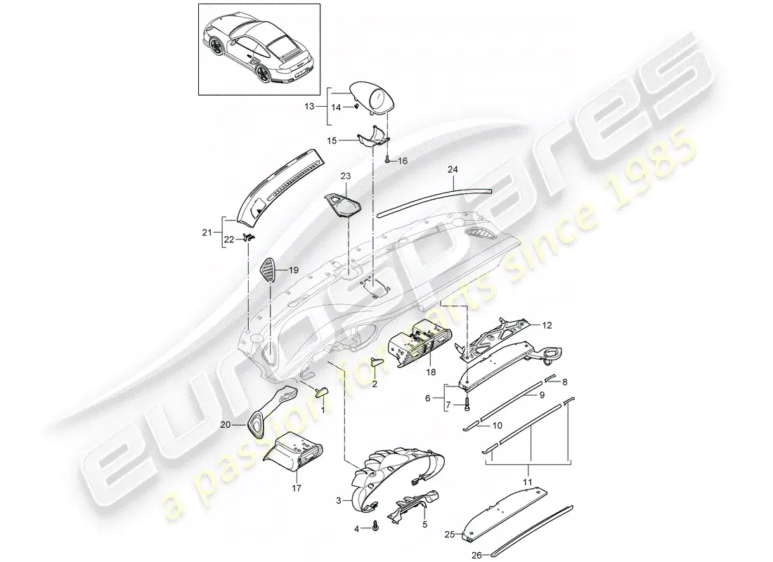 porsche 2012 (997-2 turbo / gt2 rs) accesorios diagrama de piezas