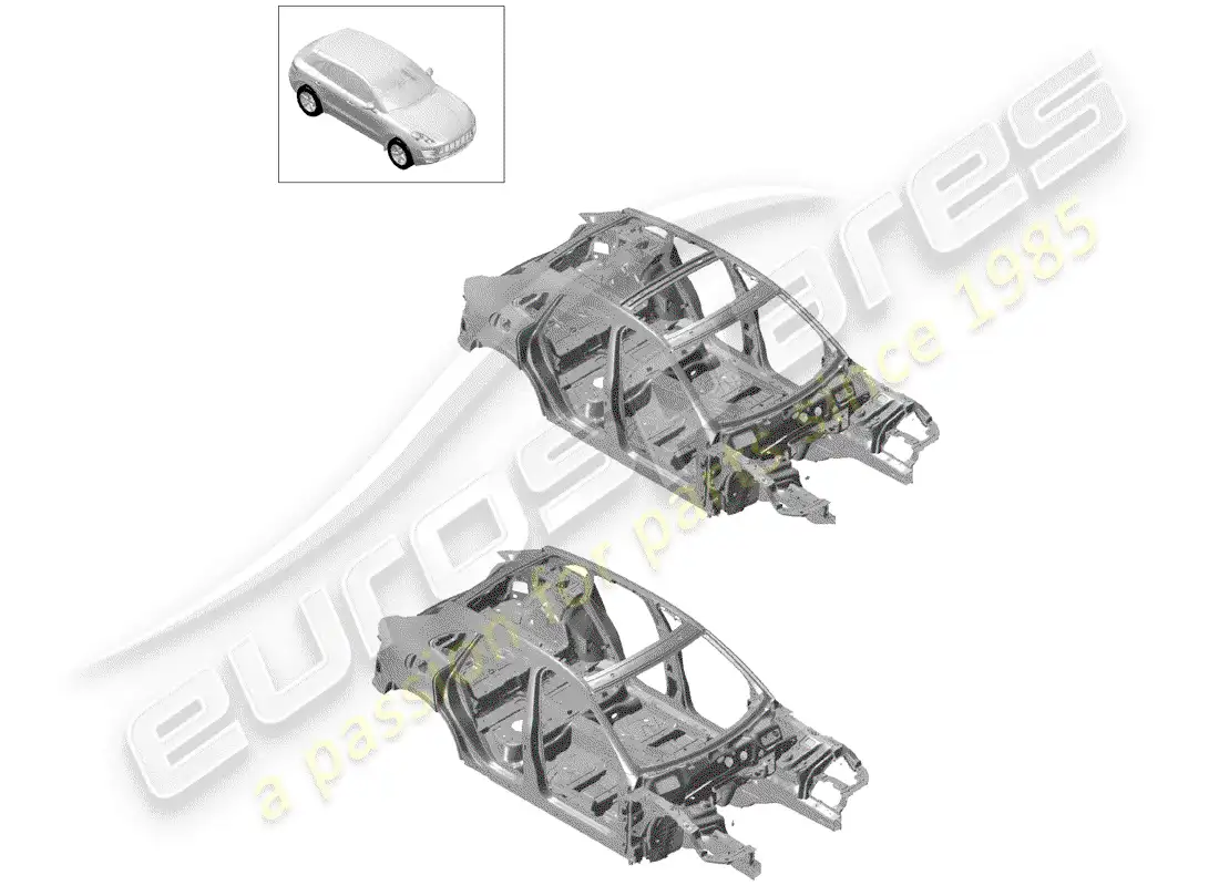 porsche 2014 (macan) cuerpo del auto diagrama de piezas