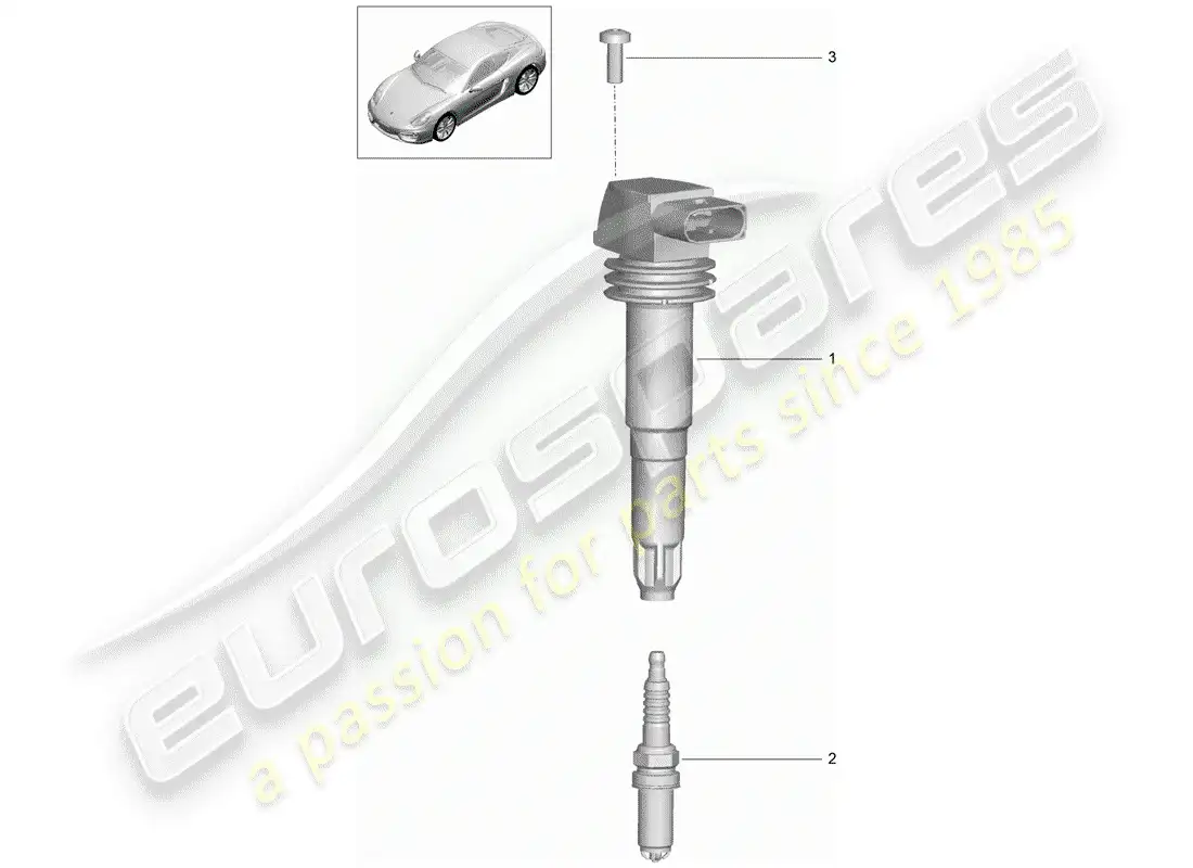 porsche 2015 (981 cayman) sistema de encendido diagrama de piezas