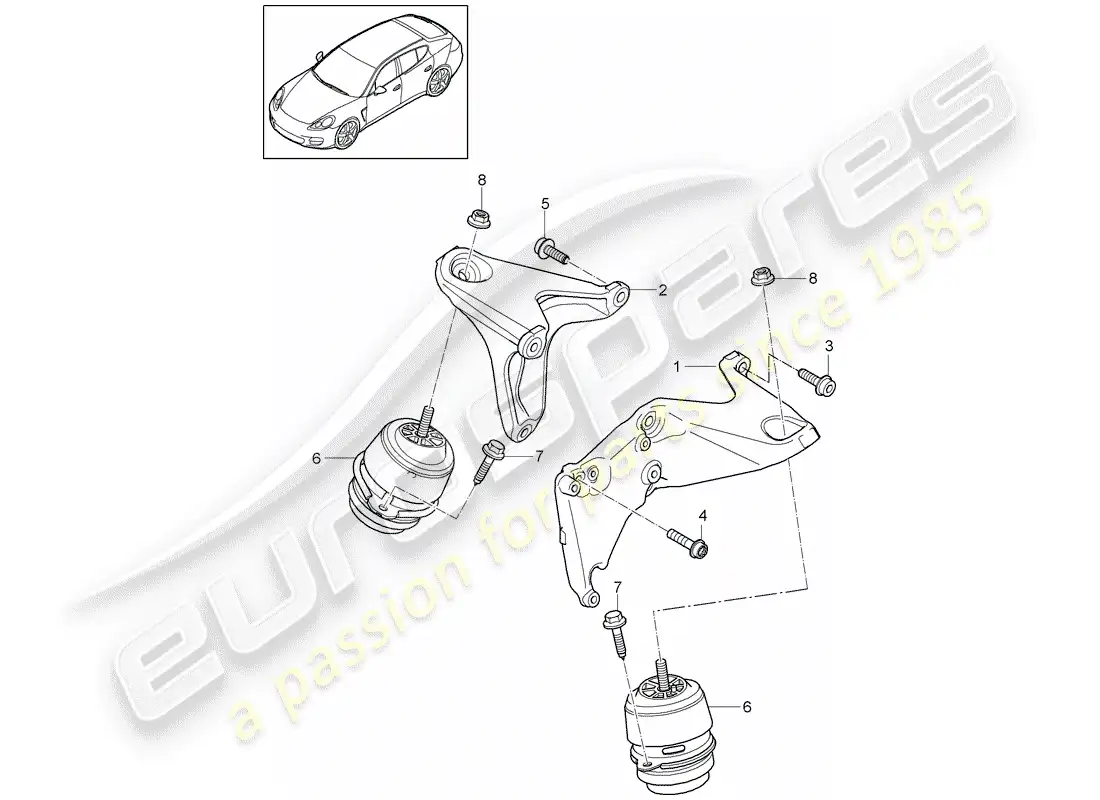 porsche 2013 (panamera 970) suspensión del motor diagrama de piezas