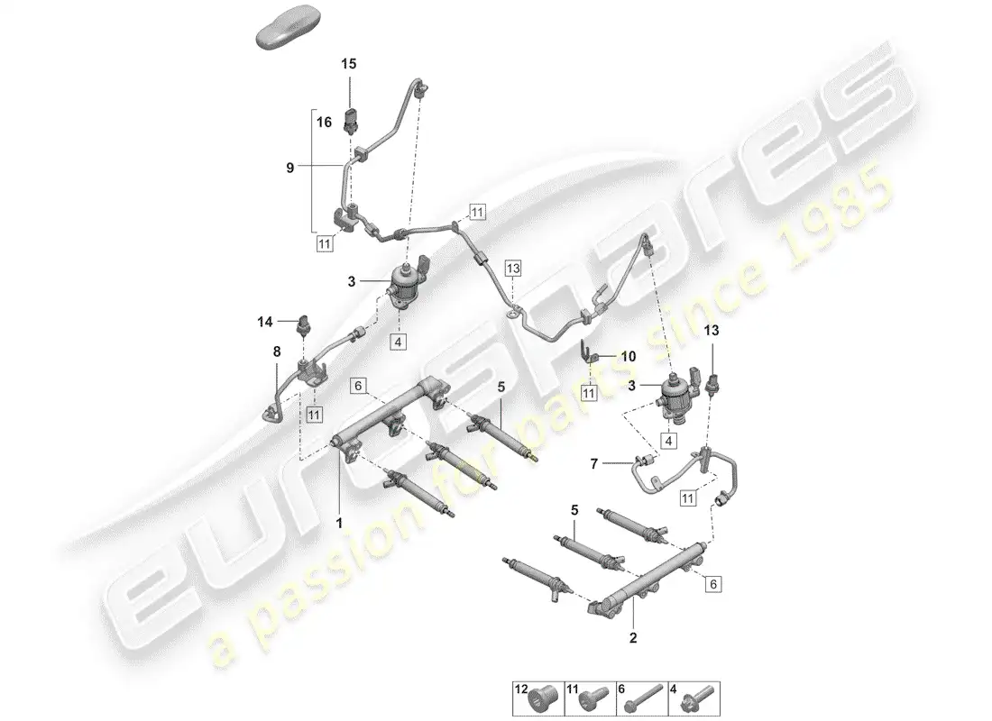 porsche 2020 (992-1) sistema de inyección diagrama de piezas