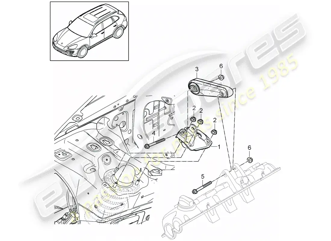 porsche 2013 (cayenne e2 92a) diagrama de piezas del dispositivo de elevación del motor