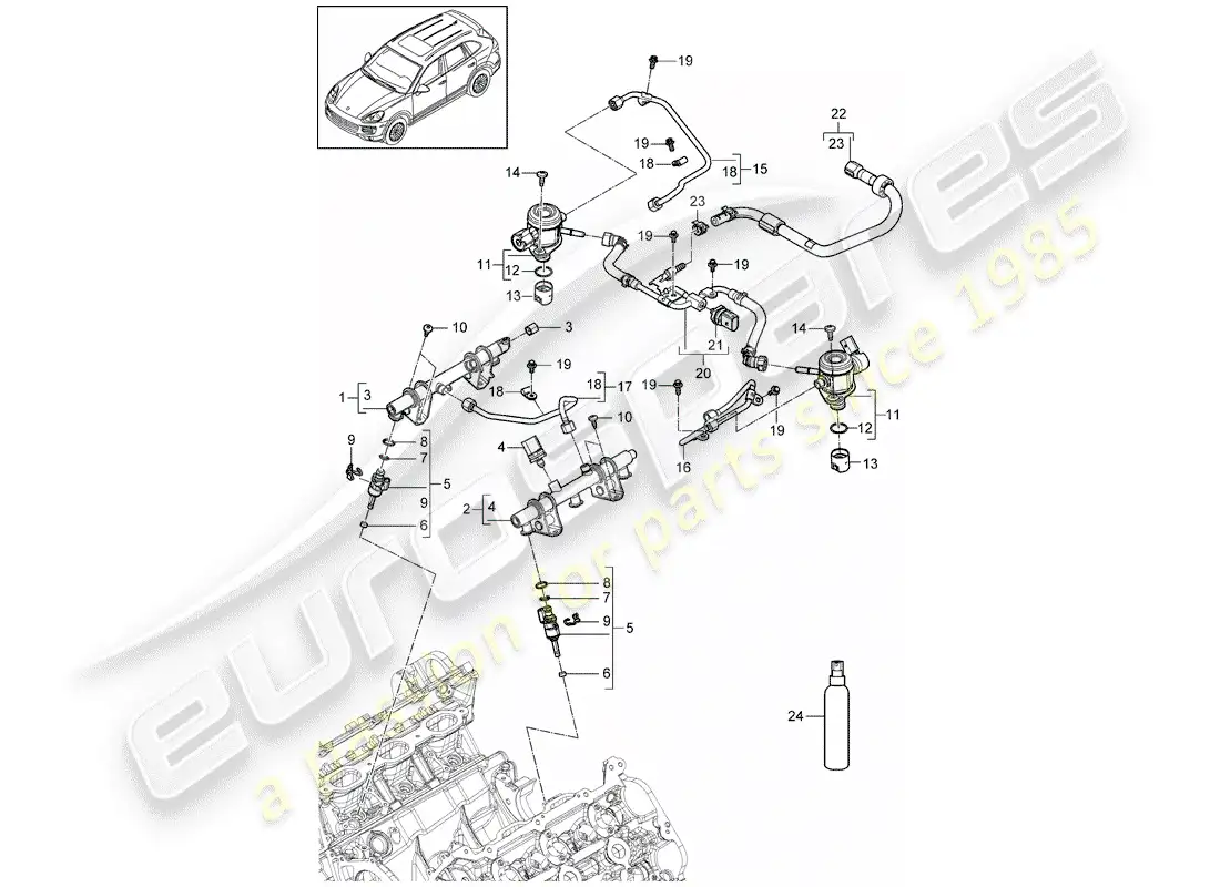 porsche 2011 (cayenne e2 92a) tubo de recogida de combustible diagrama de piezas