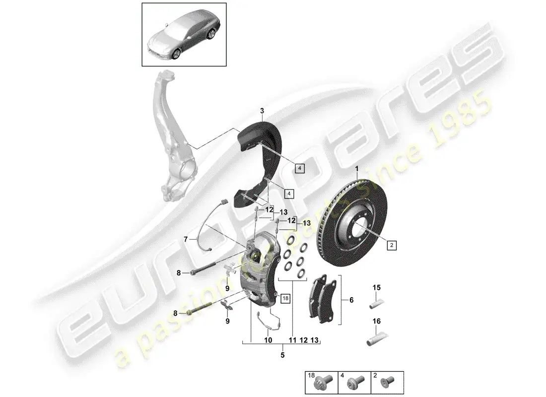 porsche 2019 (panamera 971-1) frenos de disco diagrama de piezas