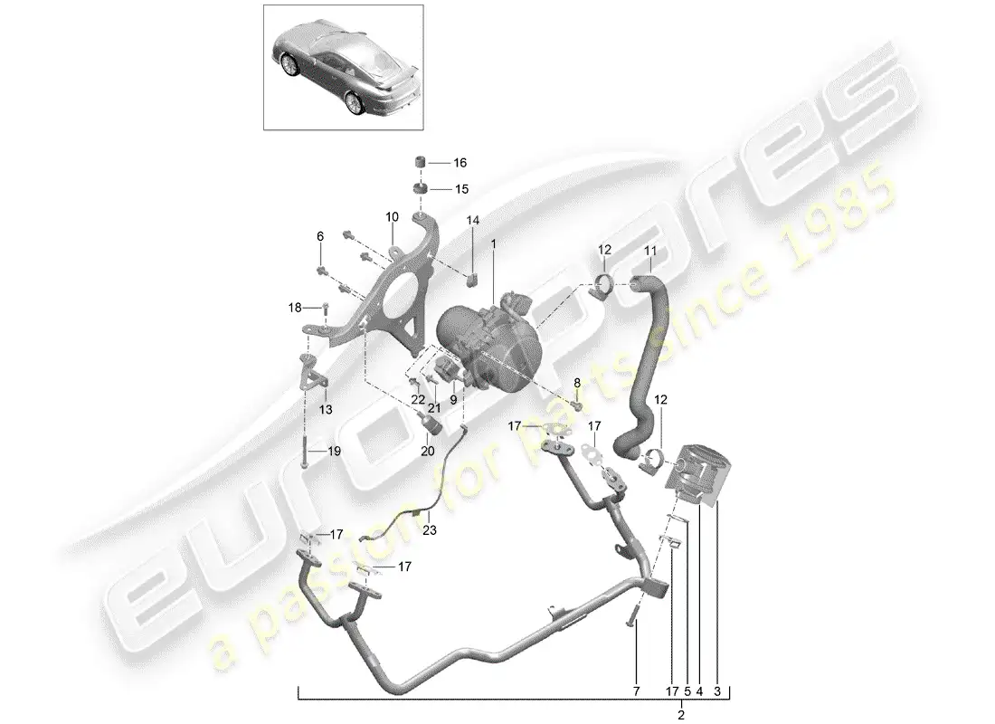 porsche 2020 (991-2 r/gt3/rs) bomba de aire secundario diagrama de piezas