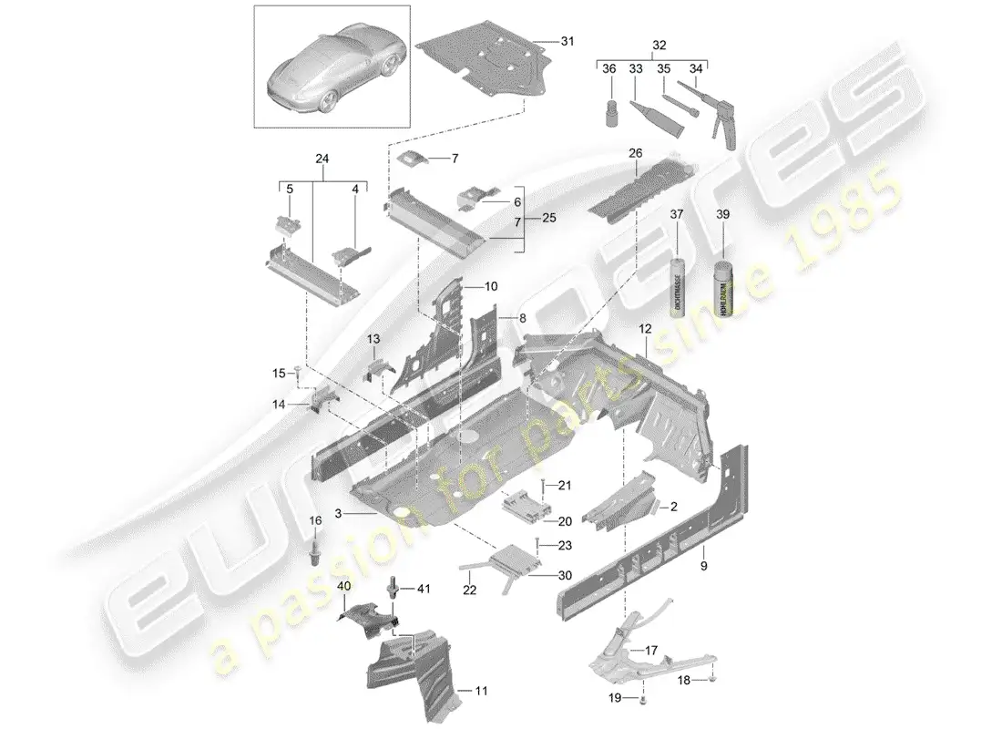porsche 2015 (991-1) piso diagrama de piezas