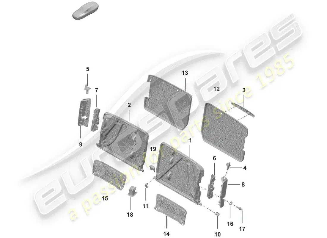 porsche 2019 (992-1) marco - respaldo diagrama de piezas