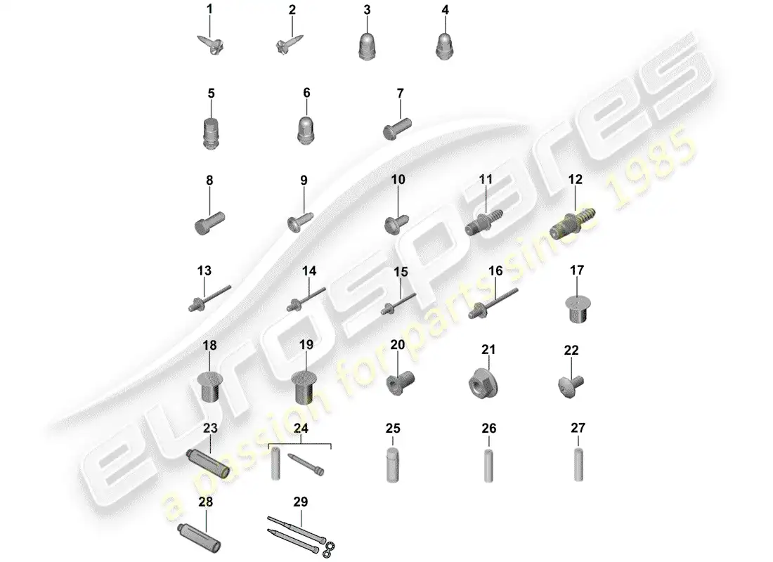 porsche 2020 (cayenne e3 9ya/9yb) fasteners diagrama de piezas