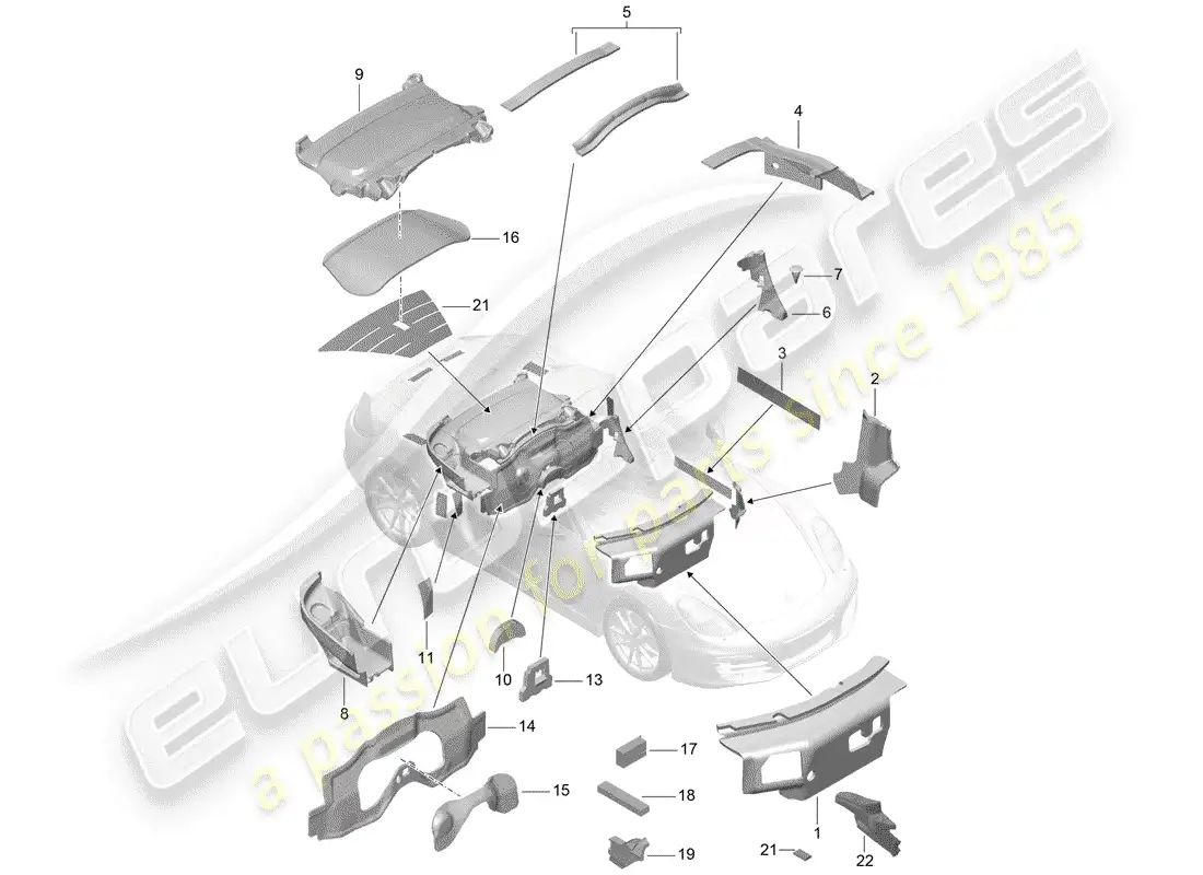 porsche 2016 (981 boxster) carrocería diagrama de piezas