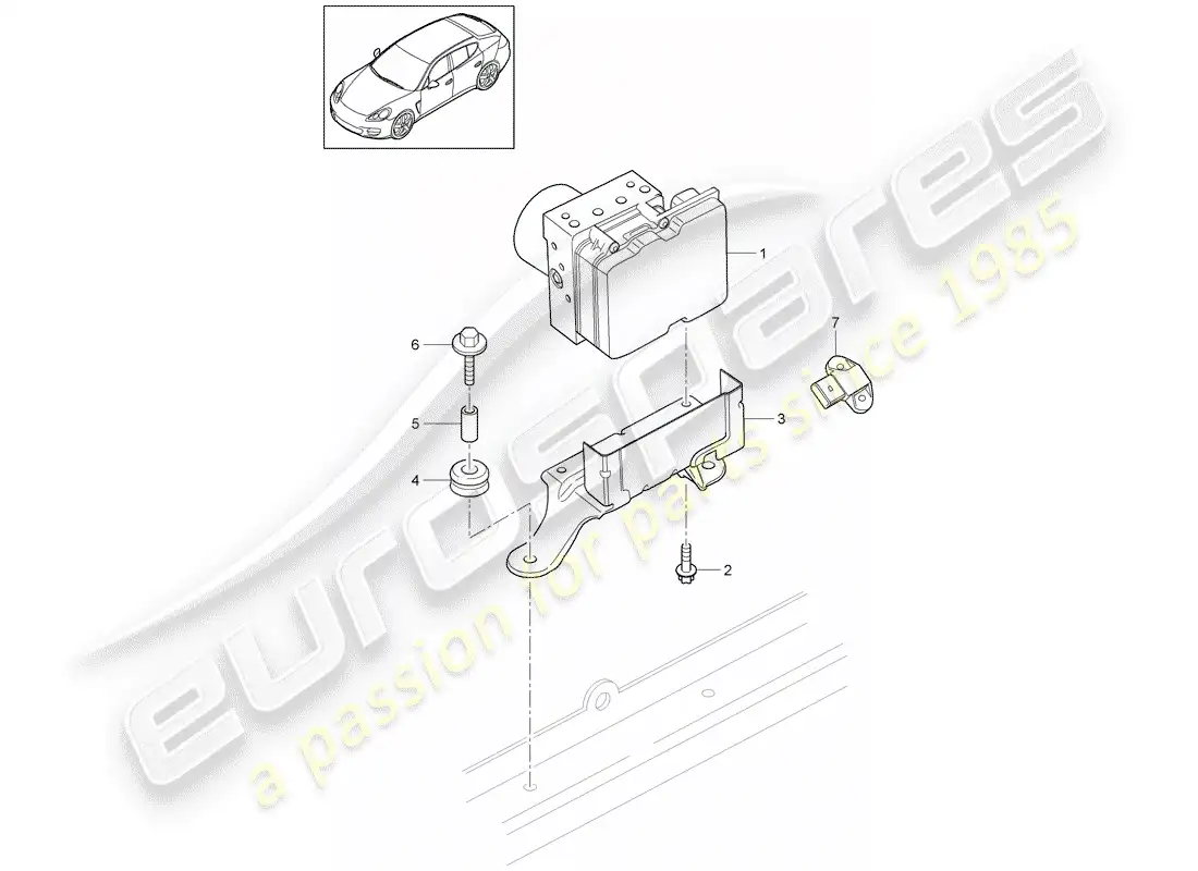 porsche 2011 (panamera 970) unidad hidraulica diagrama de piezas