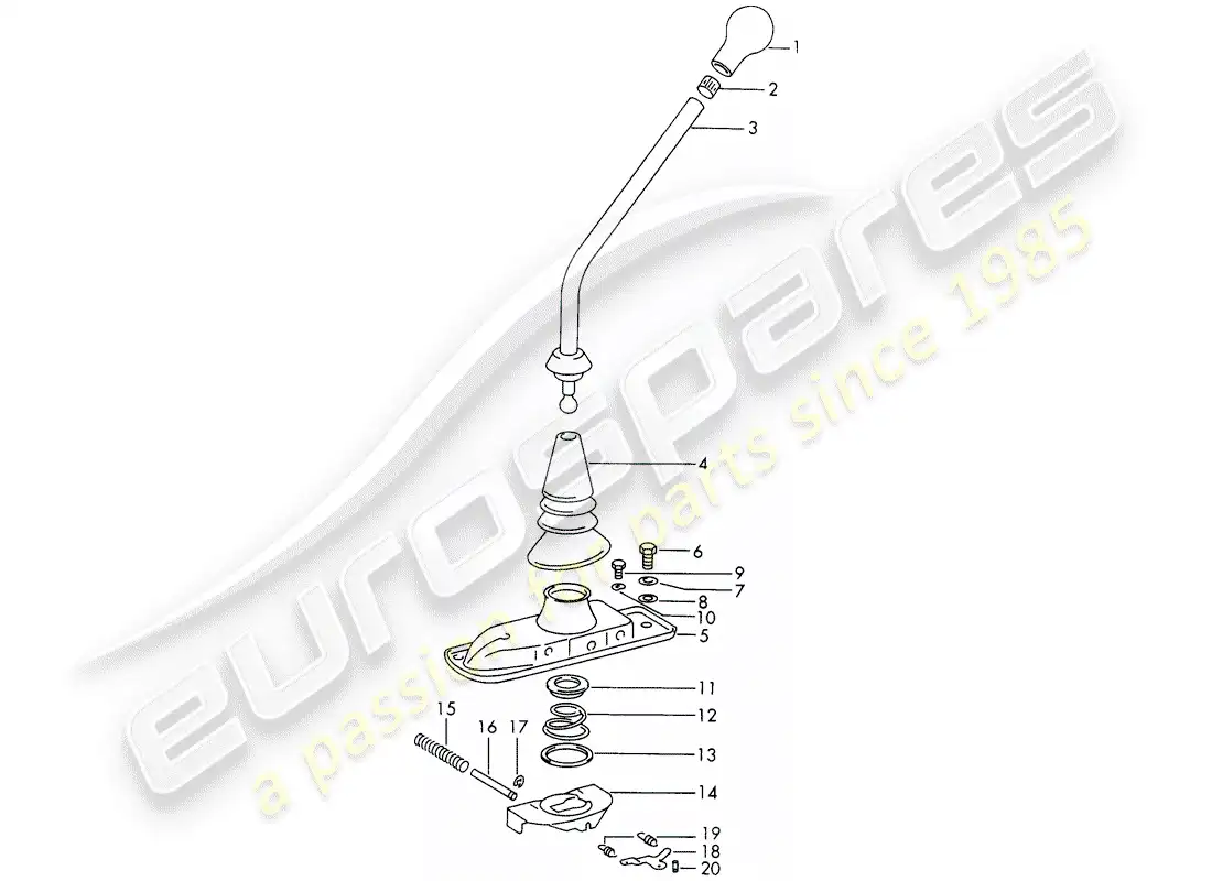 porsche 1970 (911) palanca de cambios - control de la transmisión - 4th/5th engranaje - año del modelo - -71/72- diagrama de piezas