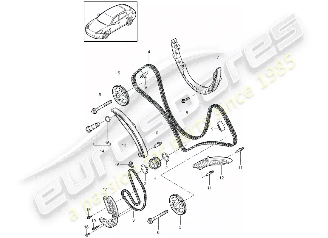 porsche 2013 (panamera 970) cadena de distribución diagrama de piezas