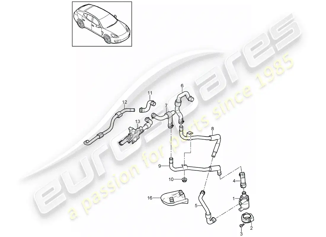 porsche 2013 (panamera 970) linea de aire caliente diagrama de piezas