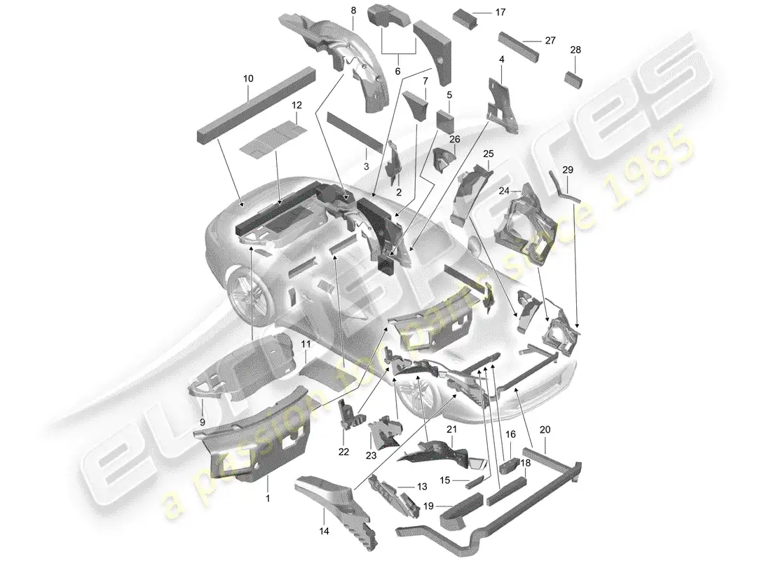 porsche 2017 (991-2) carrocería diagrama de piezas