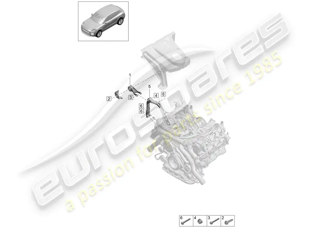 porsche 2019 (macan) dispositivo de elevación del motor diagrama de piezas
