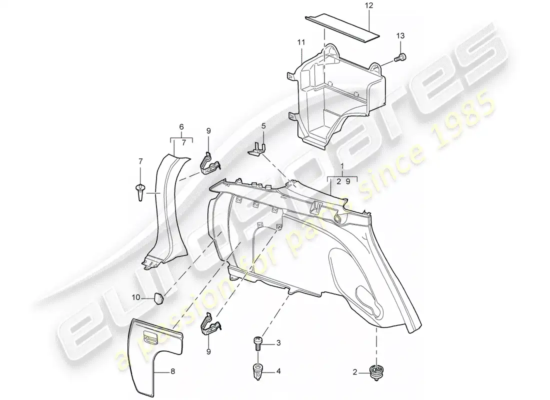 porsche 2007 (cayenne e1 9pa) panel lateral diagrama de piezas