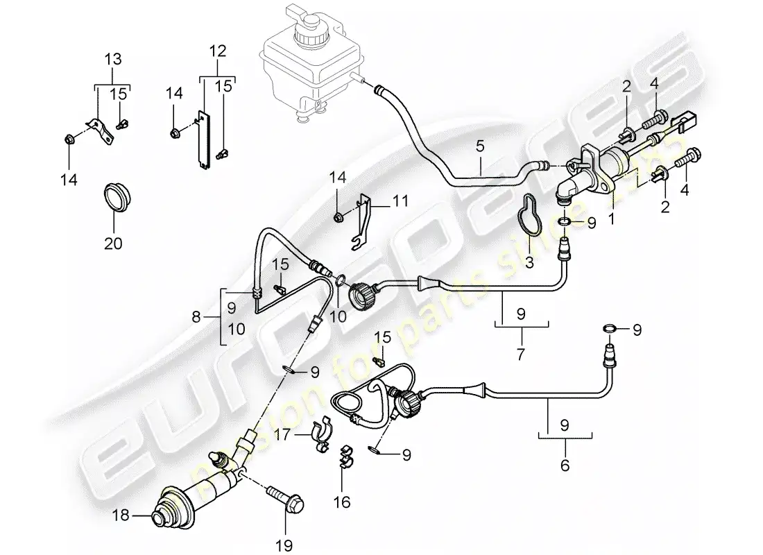 porsche 2007 (cayenne e1 9pa) embrague hidráulico diagrama de piezas