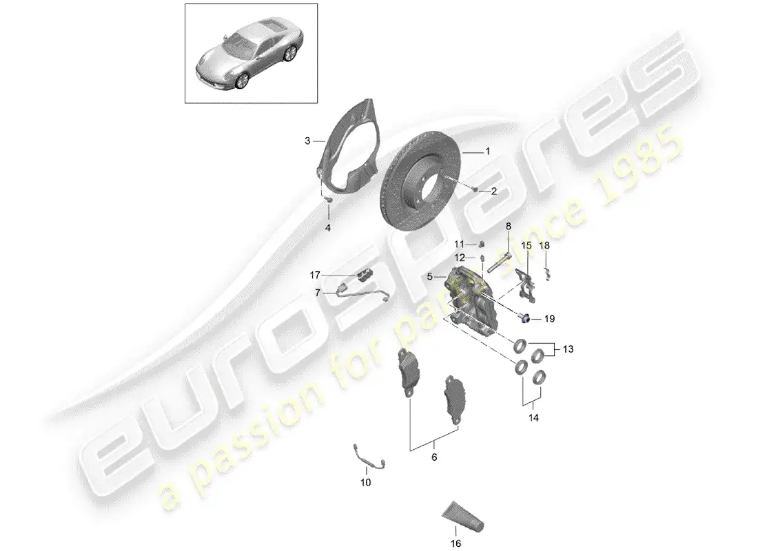 porsche 2013 (991-1) frenos de disco diagrama de piezas