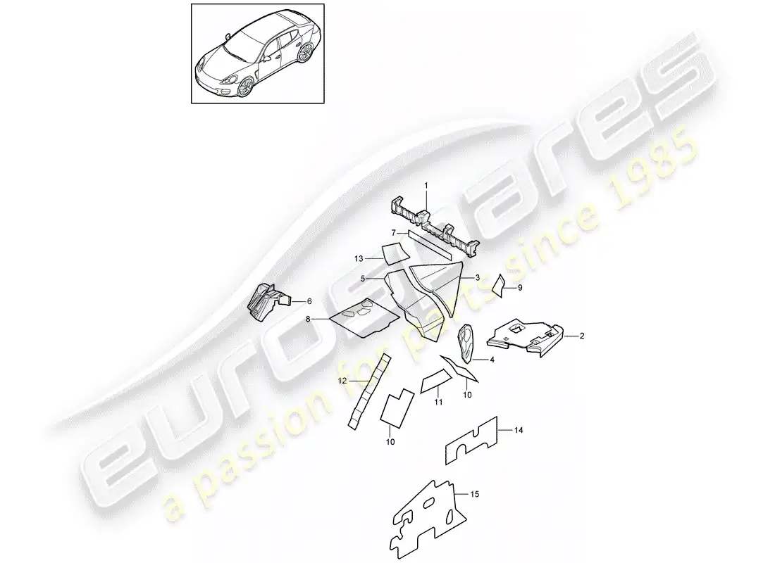 porsche 2013 (panamera 970) absorbente de sonido diagrama de piezas