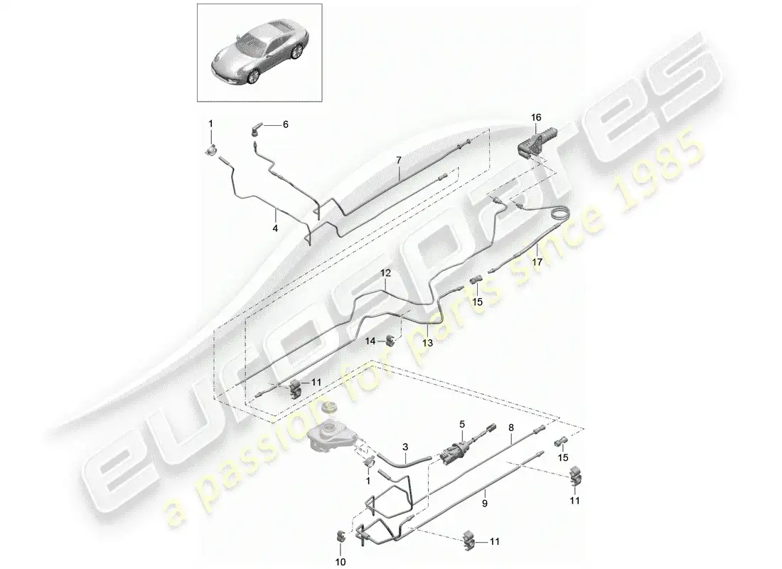 porsche 2015 (991-1) embrague hidráulico diagrama de piezas