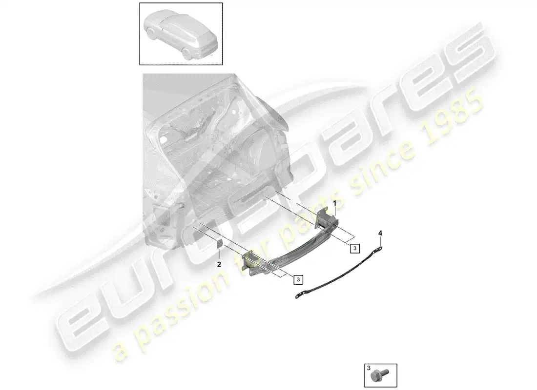porsche 2018 (cayenne e3 9ya/9yb) soporte de parachoques diagrama de piezas
