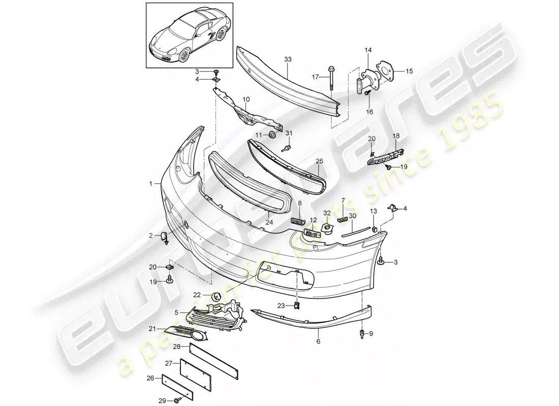 porsche 2009 (987 cayman) parachoque diagrama de piezas