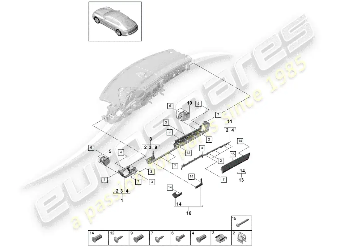 porsche 2020 (panamera 971-1) accesorios diagrama de piezas