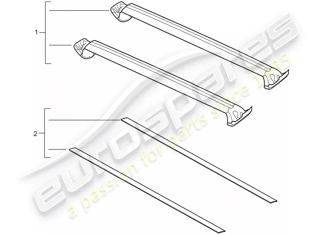 porsche 2013 (tequipment cayenne) portaequipajes de techo diagrama de piezas